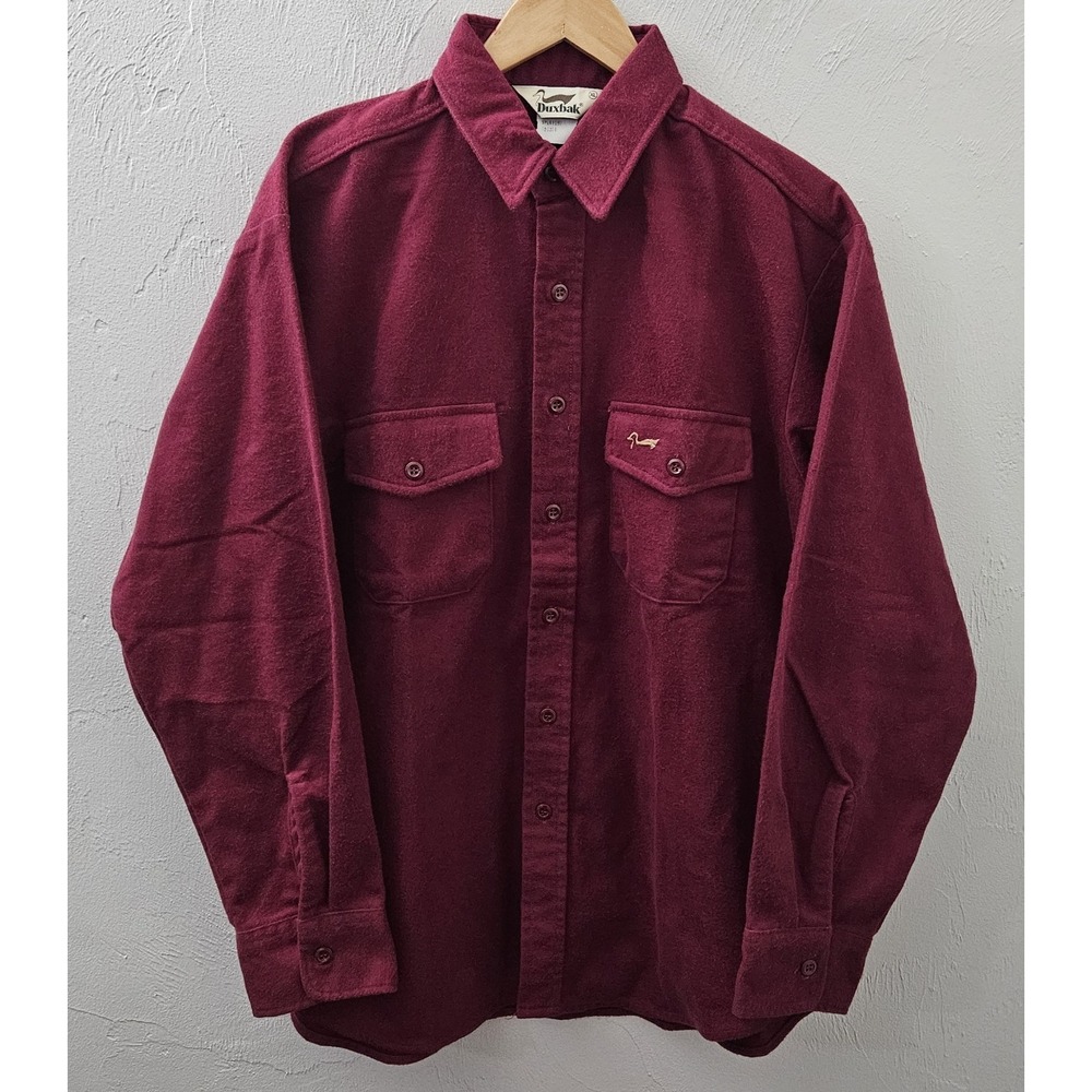 VINTAGE Duxbak Shirt XL Garnet Heavy Flannel Hunting Outdoor Long Sleeve‎ USA